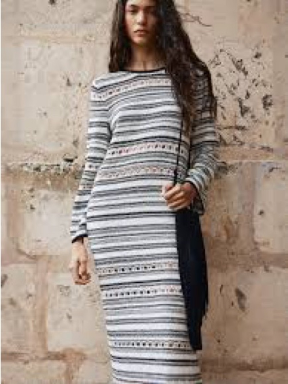 HM Knit Maxi Dress in Black & White